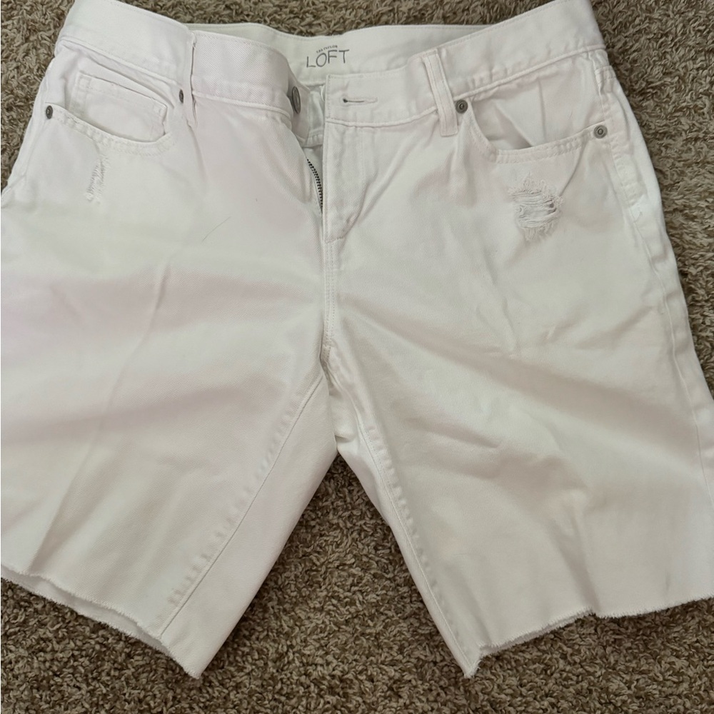 LOFT Women's Distressed White Jean Shorts
